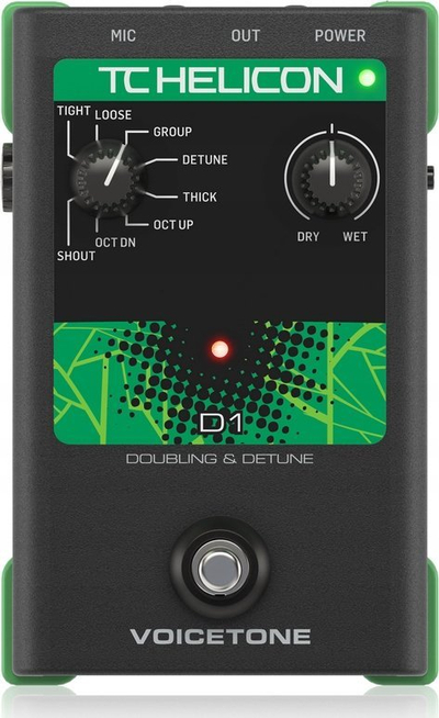 Pedal vokali TC Helicon VoiceTone D1, efekt doubling edhe detune, dalje XLR, i zi