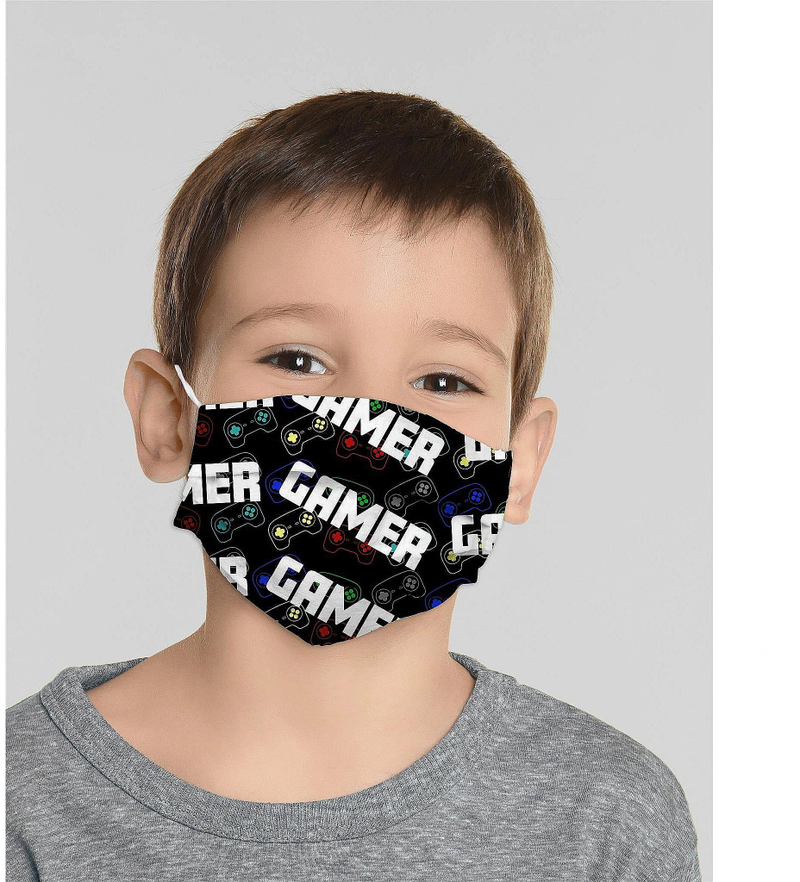 Maskë fytyre për fëmijë Mocco Gamer, pambuk, e ripërdorshme, 15x25 cm