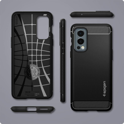 Mbulesë telefoni Spigen Rugged Armor për OnePlus Nord 2 5G, TPU, e zezë mat
