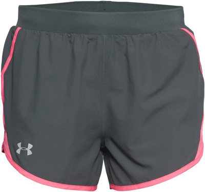 Shorce për vrapim Under Armour Fly By 2.0, poliestër i lehtë, panele rrjete, gri me rozë