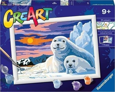 Set pikturimi Ravensburger CreArt Seals, pikturim me numra, 9+, shumëngjyrësh