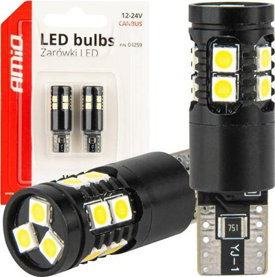 Llamba LED CANBUS AMiO 04259 T10 W5W, 13 SMD, 12V 24V, e bardhë