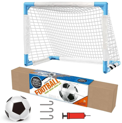 Set porte futbolli Madej, me top dhe pompë, për fëmijë, bardh e kaltër