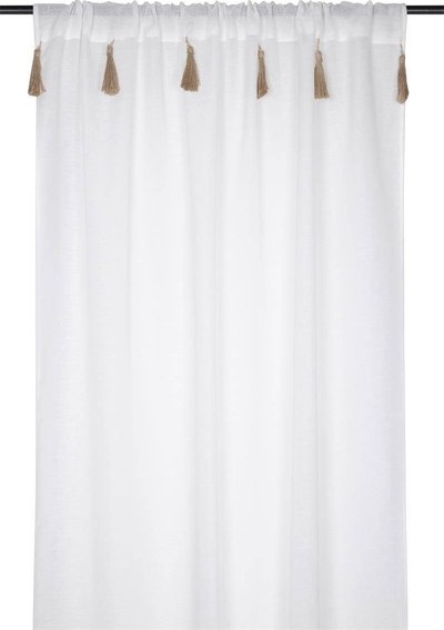 Perde boho me dantella xhute, 140x260 cm, ecru