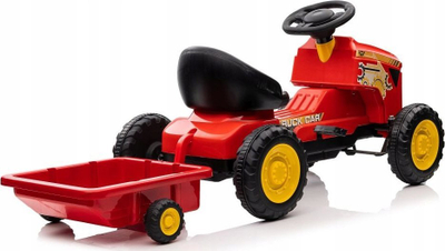 Traktor me pedale Lean Toys G206, me rimorkio, mban deri 30 kg, i kuq