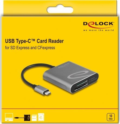 Lexues kartash DeLOCK 91000, USB 3.2 Gen 2 Type‑C, gri
