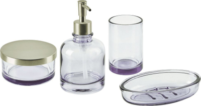 Set aksesorësh banjoje Beliani Telma, 4 copë, qelq transparent, vjollcë