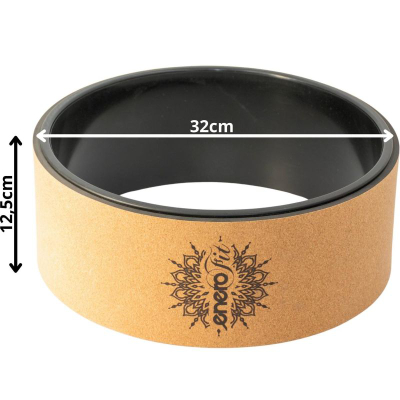 Rrotë joga Enero Fit prej tape (cork), 32 cm, tape natyrale, e zezë
