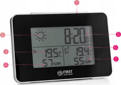 Stacion moti wireless me orë dhe alarm, ekran me ndriçim blu, i bardhë