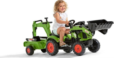 Traktor me pedale Falk Claas Celtis, me lopatë dhe rimorkio, jeshil