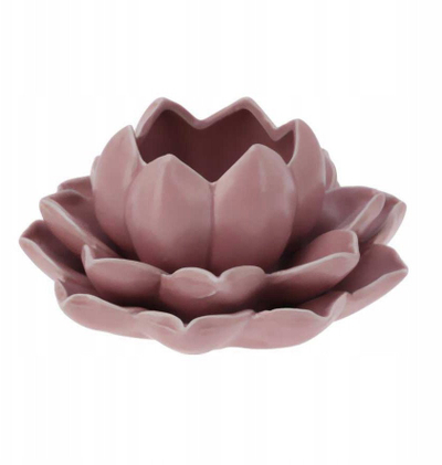 Mbajtëse qiriu tealight Home Styling Collection Lotus, porcelan, 12.5 x 13 x 6.5 cm, e bardhë
