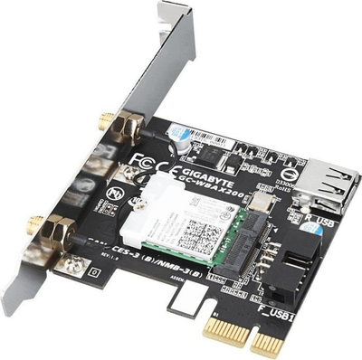 Kartë rrjeti Wi‑Fi Gigabyte GC-WBAX200, PCIe, Wi‑Fi 6 AX, Bluetooth 5, e zezë