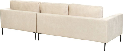 Divan këndi FLAM Velvet, me shezlong majtas, 275cm, ngjyrë krem