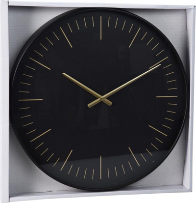 Orë muri Ouro, 50 cm, stil minimalist, e zezë me ari