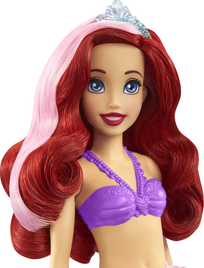 Kukull sirenë Disney Princess Ariel HLW00, ndryshim boje, lodër me ujë, shumëngjyrëshe