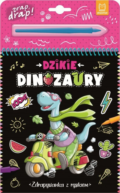 Libër kreativ me dinosaurë Wild Dinosaurs Scratch Art With Stylus, me stilolaps gërvishtësi, shumëngjyrësh