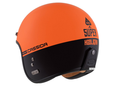 Helmetë moto CASSIDA Eso Super Hooligan, fibër xhami, ECE 22.06, e zezë portokalli pearl
