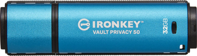 USB Pendrive Kingston IronKey Vault Privacy 50, 32GB, i kaltër/ i zi