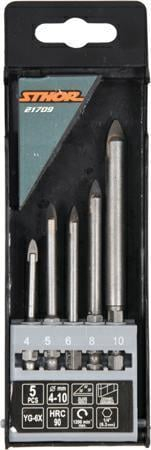 Set shpuese për xham dhe qeramikë Sthor T21709, 5 copë, mbajtës 1/4", gri