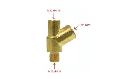 Adapter sensor vaji Tee, M12xP1.0, dalje 1/8" NPT, ngjyrë ari
