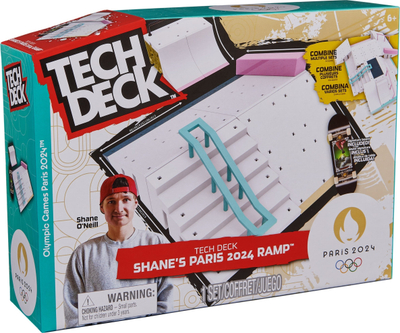 Set fingerboard Tech Deck Shane’s Paris 2024 Ramp, park olimpik, me dërrasë nënshkrim, i bardhë me rozë