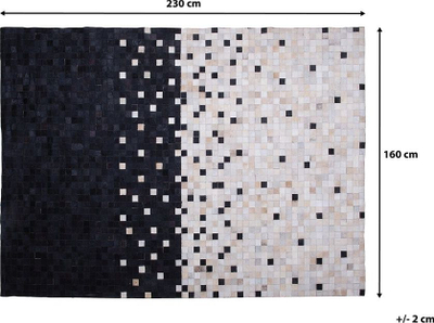 Tapet Beliani ERFELEK, lëkurë natyrale, 160x230 cm, i zi me bezhë