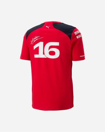 Bluzë meshkujsh Scuderia Ferrari Charles Leclerc 2023, 100% pambuk, logot zyrtare, e kuqe