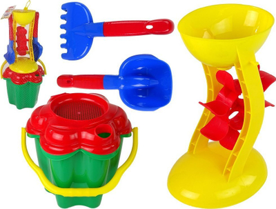 Set lodrash me rërë Hemar Family Flower With Mill, 5 copë, për plazh dhe vaskë, shumëngjyrësh