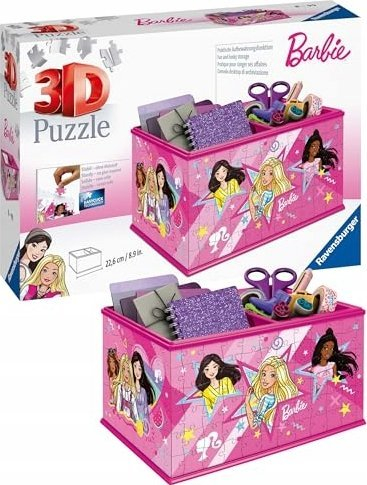 Puzzle 3D Ravensburger Barbie, kuti për me rojt gjëra, 223 copë, rozë