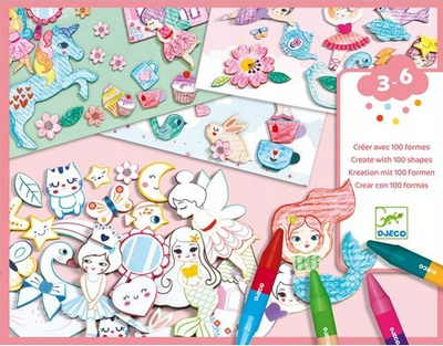 Set kreativ Djeco Create with Shapes Girls 38996, shumëngjyrësh