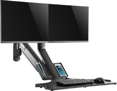 Mbajtës muri për dy monitorë dhe tastierë Maclean MC-633, 17-32", 18 kg, i zi