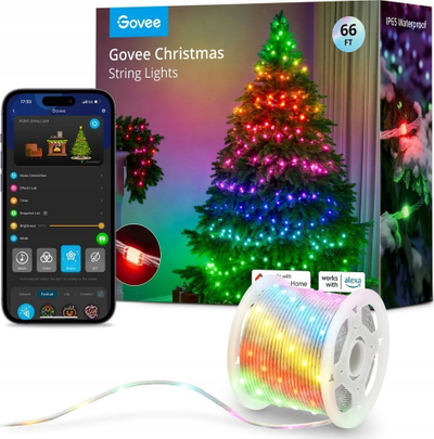 Drita dekorative Govee Christmas, RGBIC LED, 20m, shumëngjyrëshe