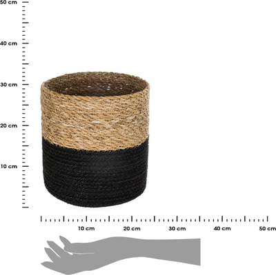 Set shporta dekorative Atmosphera, jute, 4 copë, ngjyrë natyrale me të zezë
