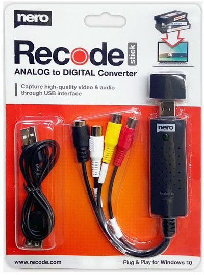 Konvertues video Nero Recode Stick, analog në dixhital, USB, i zi