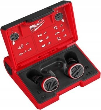 Tapa mbrojtëse për veshë Milwaukee L4 RLE Listen & Speak, reduktim zhurme 26 dB, me karikues, të kuqe e të zeza