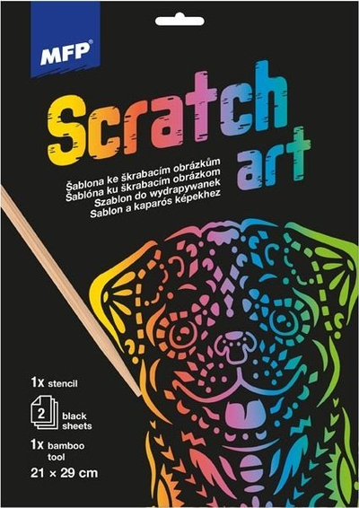 Shabllon vizatimi MFP Scratch off A4 Dog, 2 fletë shtesë, shumëngjyrësh