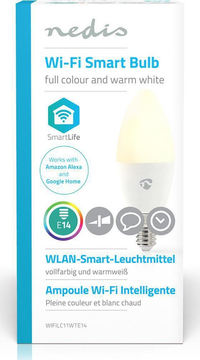 Llambë LED e zgjuar Nedis WIFILC11WTE14, Wi‑Fi, E14, e bardhë