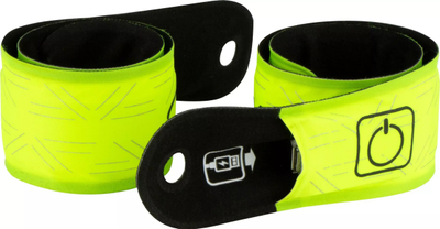 Byzylyk LED reflektues për vrap Avento X2, rikarikues me USB, set me 2 copë, i verdhë neon