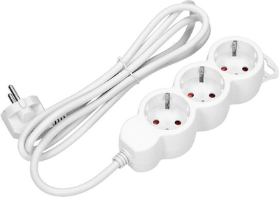Zgjatës elektrik 3x Schuko, 3m, 10A, i bardhë