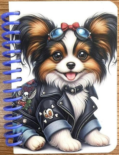 Bllok shënimesh Fresh Decorative Spiral Notebook, A7, faqe të bardha, me qenush te kapaku
