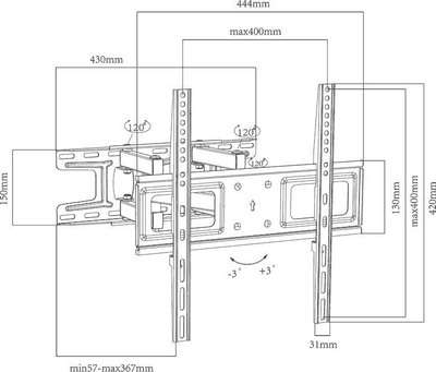 Mbajtëse muri TV Ergosolid Redox K35, 32"-60", deri 35 kg, e zezë