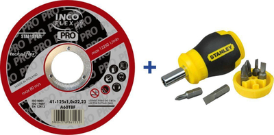 Set disqe prerëse Techniflex Stanley T1A, 100 copë 125mm, trashe 1.0mm, me kaçavidë