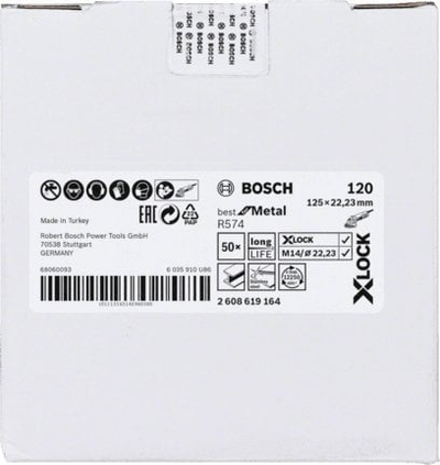Disk fibër Bosch X-LOCK Best Metal, 125mm, G120