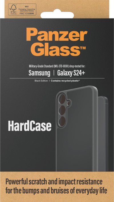 Mbajtëse telefoni PanzerGlass HardCase Samsung Galaxy S24 Plus, antishok, antibakteriale, e zezë