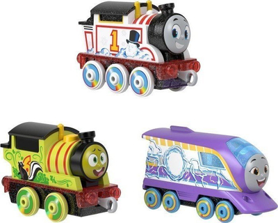 Set lodrash tren Thomas &amp; Friends Color Changers, 3 lokomotiva metalike, për kalamaj
