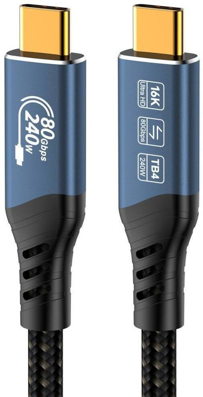 Kabllo USB4 PremiumCord 2.0, 80 Gbps, 240W, 1.5 m, e zezë