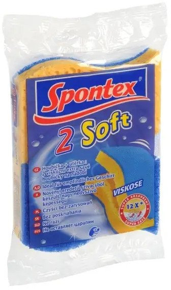 Sfungjer enësh Spontex Viscose, viskozë me anë gërryese, set me 2 copë