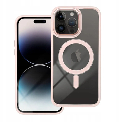 Mbrojtëse telefoni OEM Mag Cover për iPhone 15 Pro Max, MagSafe, rozë transparente