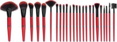 Set furçash grimi Rio Makeup, 24 copë, me etui, i kuq