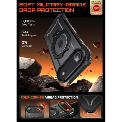 Mbajtëse telefoni SUPCASE UB Grip MagSafe për iPhone 17 Air, mbrojtëse e fortë, me karikim magnetik, e zezë